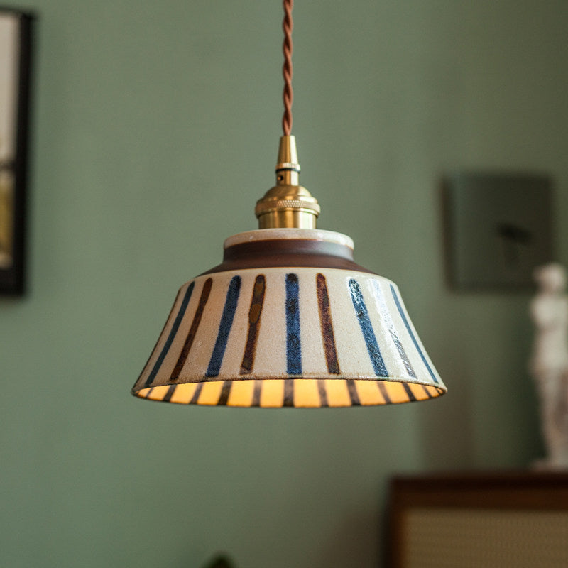 Vintage Ceramic Pendant Light - Two Shade Designs - image 3